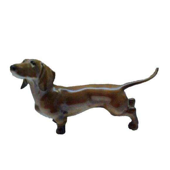 Hutschenreuther Dachshund Dog Germany Porcelain Vintage Figurine 5" #1814 Rare - Picture 1 of 6